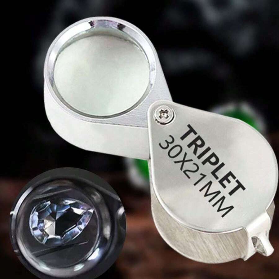 30X21 Lupa de mano plegable de alta magnificación 10x20x con lente de vidrio para joyería