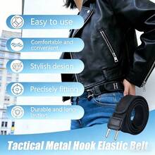 2 PCS Buckleless Belt Hook, Tactical Metal Hook Elastic Belt, Gift For Men & Women, Valentine's Day Gift,Black - màu đen - Xem 3