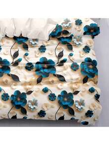 1 Set 5D Floral Digital Printed Duvet Cover Set (1 Duvet Cover, 2 Pillow Shams), Fresh Pastoral Style, Suitable For Bedroom, Dormitory, Vacation Home, All Seasons - 13# - View 2