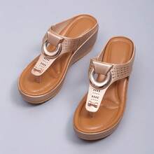 Fashion Wedge Flip-Flops Shoe, Low-Wedge Women Orthopedic Sandals Casual Flat Shoes Flip Flops Ladies Anti-Slip,Comfortable Sandals In Multiple Colors, Durable And Non Slip Beach Shoes, Suitable For Shopping And Commuting - 黑色 - 查看 12