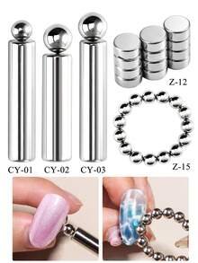 5mm Round Magnetic Beads, Ice Flower & Water Wave Pattern Nail Art Magnets, Detachable Strong Cylinder Magnets, Professional DIY Nail Design Shiny Effect Accessories, Salon Nail Art Tool Strong Small Round Magnets, Easy Magnetic Attachment, Suitable For Nail Art Enthusiasts And Beginners - Multicolor - View 17