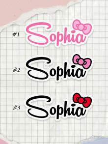 6/12/21pcs Custom Bow Name Sticker | Personalized Name Decal For Kids, Laptops & Water Bottles - Multicolor - View 8