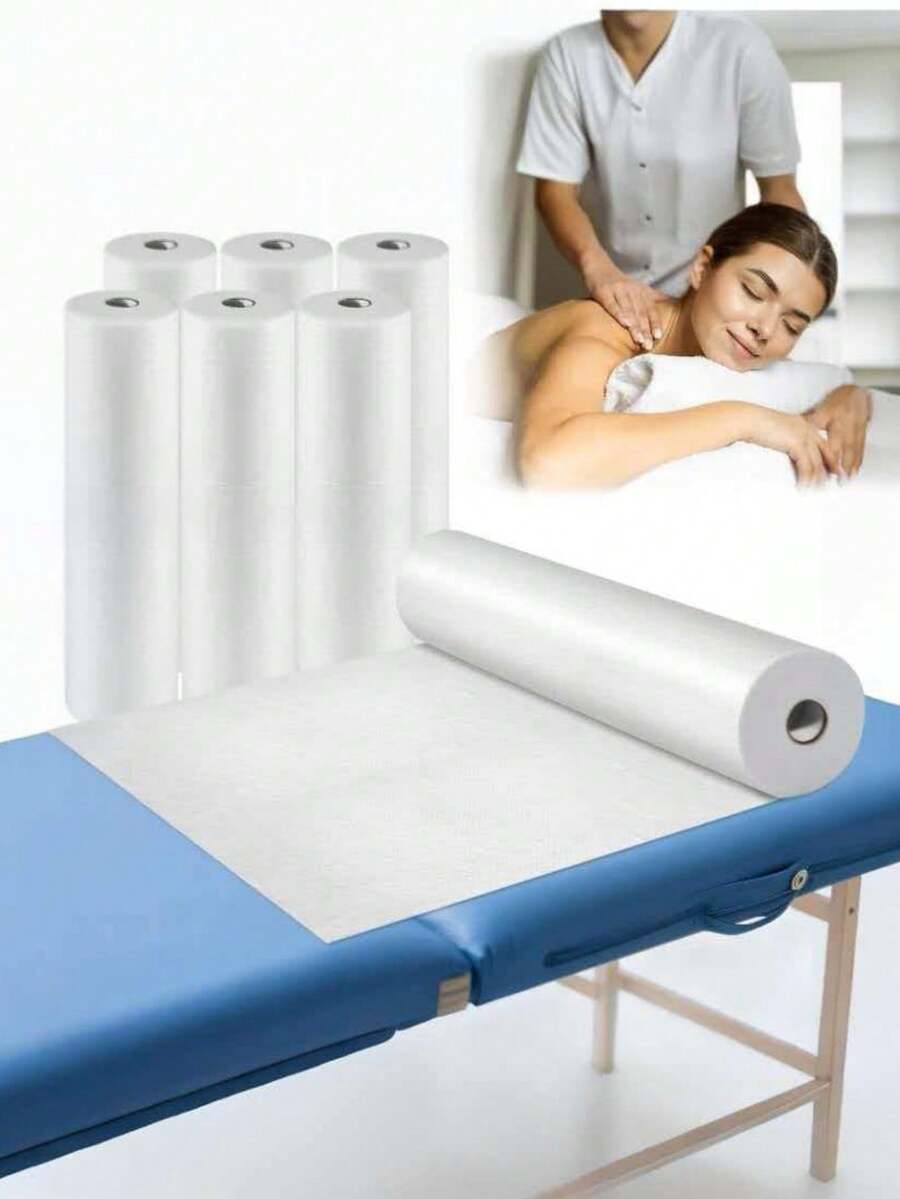 50片/卷 一次性床单 - 无纺布材质,无香型,尺寸70x53厘米,适用于美容院、水疗中心、按摩床、纹身工作室、按摩床罩 | 质地柔软 | 一次性使用 - 白色 - 查看 1