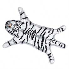 Alfombra de baño con forma de tigre antideslizante tapete de puerta para recámara cocina diseño de dibujos animados tapete de baño suave - Blanco - Ver 4