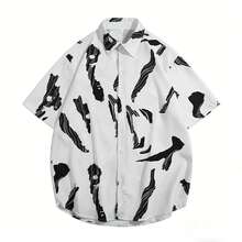 1pc Men's Lightweight Outdoor Shirt, Collared Design, Single-Breasted Closure, Patterned Design, Regular Fit, Polyester Fabric, Suitable For Outdoor Hiking, Sports, Vacation And Casual Wear White - White - View 2
