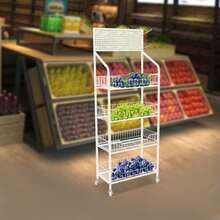 SanBouSi 4 Tier Retail Display Rack Stand Snack Candy Display Organizer Snack Rack Basket Stand Cart - White - View 11
