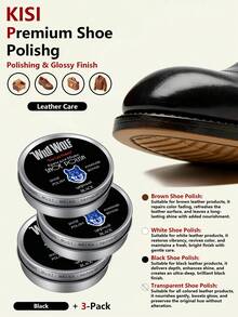 KISI Caixa de Ferro Sólida Polonês de Couro para Sapato, Cera para Sapato, Polonês de Couro Preto de Alta Qualidade, Cuidado com Couro Genuíno - Preto - Visão 8