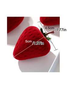 Strawberry-Shaped Ring Box With Soft Cushioning Interior & Realistic Leafy Stem - Elegant Red & White Contemporary Jewelry Storage Case For Wedding Bands, Engagement Rings, Valentine's Gift - Synthetic Faux Leather-Like Material, Compact Proposal Box For Couples, Girlfriend, Boyfriend - Multicolor - View 11
