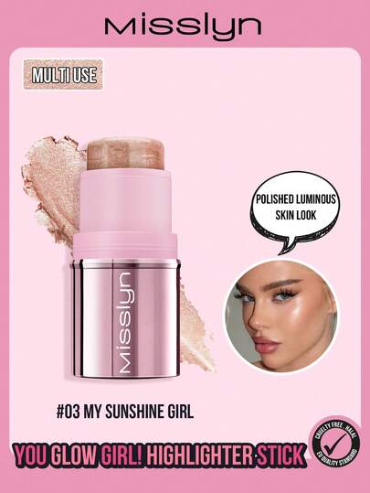 Misslyn Glow Bright! Highlighter, Easy To Apply, Lightweight Texture, Creamy Feel, Micro-Pearl, Layerable Coverage, Long-Lasting, Skin-Friendly Formula