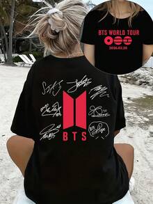 Kpop T-Shirt, Retro World Tour 2026 Merch Gifts, Bangtan Come Back Shirt For Army, Army 2-Sides Tee Gift, Elegant Party Women's Tee, Ideal For Travel, Home Wear, Parties & Casual Wear For Adults, Elegant & Fashionable Clothing | Playful Graphic Tee | Nontransparent Material - màu đen - Xem 1