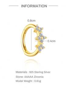 EleRunis 1件 925纯银闪亮立方氧化锆耳环 18K镀金耳骨耳钉 女士日常佩戴 婚礼派对 情人节 - 金色 - 查看 8