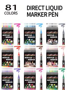 8-240支/套丙烯马克笔，1-240色混合装，不透明水彩笔，适用于岩画、书法、剪纸、书写、卡片制作、黑色卡纸、石头、木头、塑料、画布等材质，是学生和办公人士的理想之选。 - (升級款)丙烯馬克筆 - 查看 35