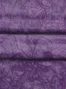 2-Piece Elegant Retro Knit Fabric Set, Exquisite & Luxurious, For Men's Daily Outings, Summer Purple & Black Contrast European Pattern Short Sleeve & Beach Shorts Set - Multicolor - View 7