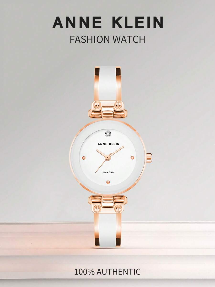 Anne Klein Women's Fashion Minimalist Stainless Steel Quartz Waterproof Watch - White and Rose Gold - View 1