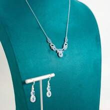 SH Luxury Niche Design Blue Diamond Necklace & Earrings Set, Perfect For Evening Gowns And Formal Occasions - Baby Blue - View 5