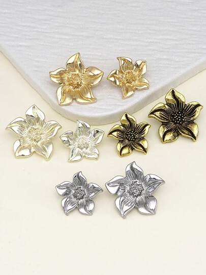 10 pezzi/confezione Bottoni in metallo floreali, bottoni decorativi in metallo per cucito fai-da-te per maglioni, cappotti, giacche, camicie, abiti, sciarpe, confezione regalo per accessori