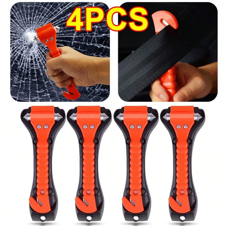 4PCS Emergency Car Safety Escape Hammer SeatBelt Cutter Tool Window Glass Breaker - A - View 1