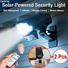2 Pcs Outdoor Motion Sensor Solar Lights 64 LEDs Spotlight With Remote Controller FloodLights Outdoor IP67 Waterproof, Wireless Dummy Decoy Fake Security Camera,Solar Powered Security Light For Porch Garden Patio Driveway - 2 Pcs - View 12