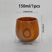 1/2/4/6个装手工天然木质大肚杯 150毫升/180毫升 - 适用于家庭和户外的咖啡/茶/葡萄酒杯 | 复古饮具、木质茶杯、红木杯、枣木杯 - 棕褐色 - 查看 6