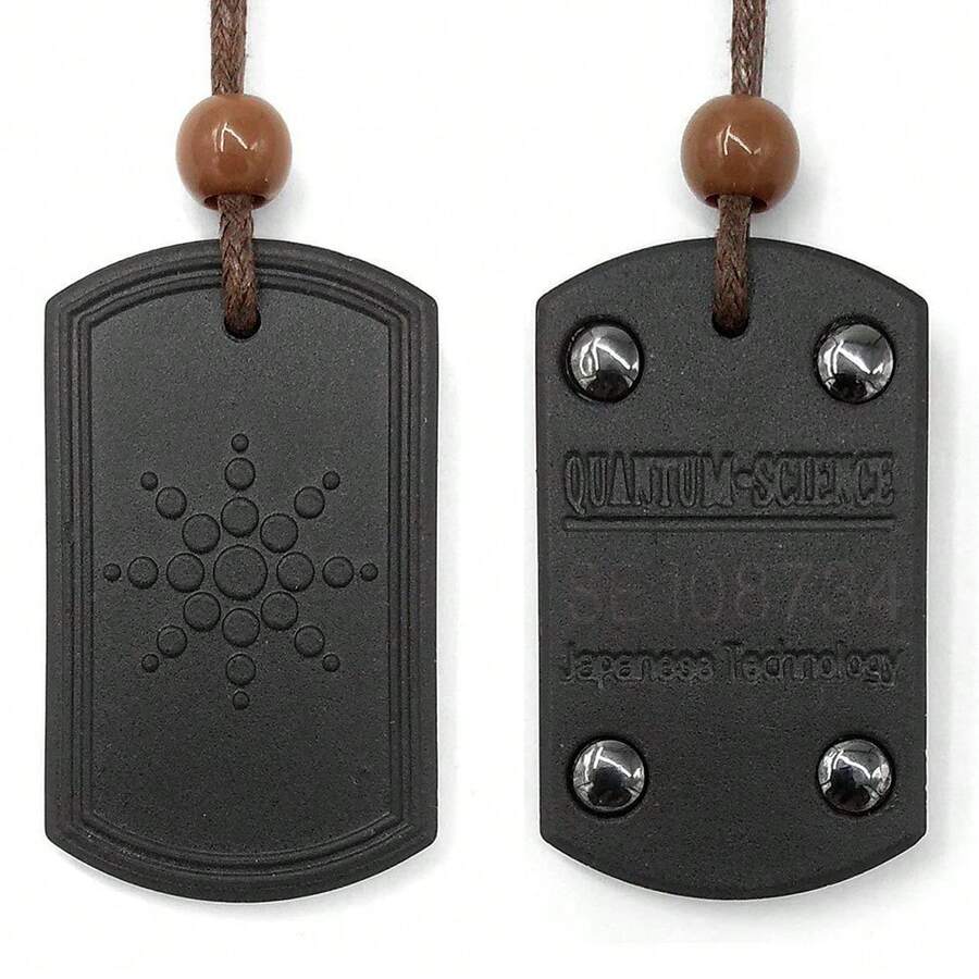 Black Square Quantum Pendant Necklace Anti Radiation Volcanic Stone Anion Energy Necklace For Daily Wear - màu đen - Xem 1