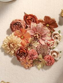 50个仿真花头，大小不一，雏菊花，适用于婚礼工艺品、家居装饰、派对装饰 - 棕色 - 查看 8