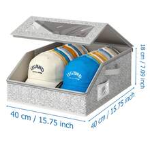 OrdoVault 1pc Sturdy Baseball Cap Storage Box, Can Hold Up To 24 Hats, Transparent Hat Organizer Box, Suitable For Closet And Bedroom, Large Hat Box With Cardboard Lining. - Multicolor - View 3
