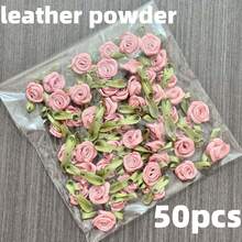 50个涤纶花朵装饰品，适用于婚礼和派对场合 - 粉色 - 查看 19