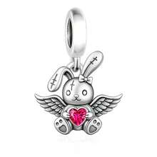 Mặt dây chuyền hình thỏ tối giản bằng bạc sterling 925 đính đá Cubic Zirconia, quà tặng kỷ niệm sinh nhật unisex. - Bạc - Xem 2