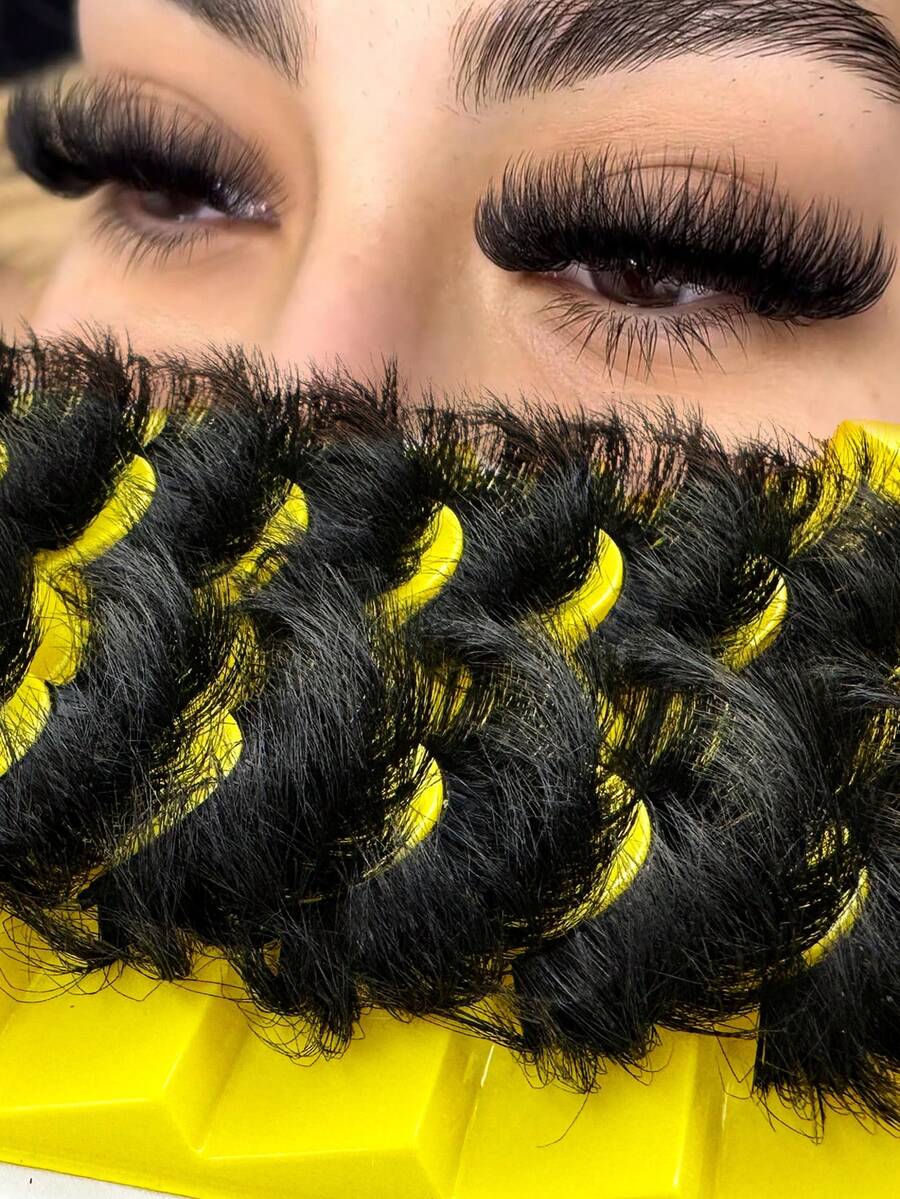 7对加长浓密可重复使用的9D仿貂毛假睫毛，多层卷翘蓬松，柔软浓密，打造戏剧性凌乱猫眼妆效，18-25毫米超长浓密，手工制作，适合初学者，舒适百搭，适合节日和派对。