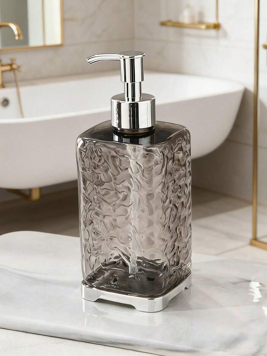 300/400/600毫升酒店浴室沐浴露/洗发水可重复灌装分配瓶，皂液容器 - 透明黑色 - 查看 1