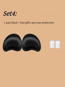 12片装黑色和肤色柔软泡沫前脚掌垫，适用于高跟鞋，具有缓冲、吸汗和防滑功能，适合女士夏季凉鞋，隐形无粘性前脚掌垫 - 黑色 - 查看 10
