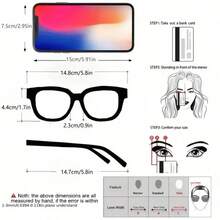 Y2K  Versatile Fashion Glasses, Ultra-Light Simple Retro Classic Design, Suitable For Parties, Shopping, Daily Casual Wear, Great Gift Choice - 黑框白平面 - 查看 4