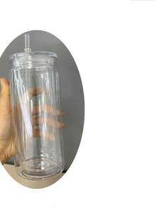 2pcs 16oz Reusable 16oz Acrylic Plastic Clear Tumbler With Lid And Straw, Clear Acrylic PP 16oz Cup With Lid And Straw, For Vinyl UV DTF Packaging - Multicolor - View 12