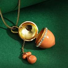 1pc Elegant Enamel Openable Squirrel Pendant Necklace, Hand-Painted Cute Animal Charm Suitable For Women Everyday Wear - Acorn Squirrel Pendant Necklace - View 5