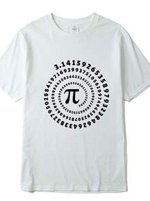 Tops De Mujer XIN YI Men's High Quality 100 Cotton Funny Pi Design Print Summer Loose O-Neck Men Tshirt Short SLeesve T-Shirt Male Tees Tops - 白色 - 查看 1