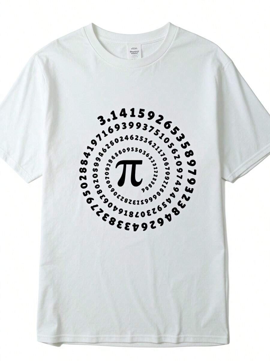 Tops De Mujer XIN YI Men's High Quality 100 Cotton Funny Pi Design Print Summer Loose O-Neck Men Tshirt Short SLeesve T-Shirt Male Tees Tops - 白色 - 查看 1