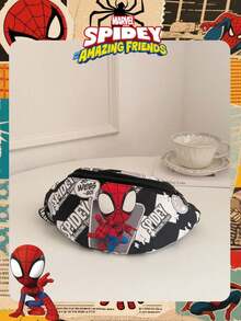 1 Pc Officially Licensed Marvel Spider Man Series Pattern Fashion Waist Bag Casual Multi Functional Shoulder Bag Lightweight Adjustable Shoulder Strap Crossbody Bag For Teens/Students For Daily/Outing/Shopping/Valentine's Day , Thigh Bag - Black - View 9
