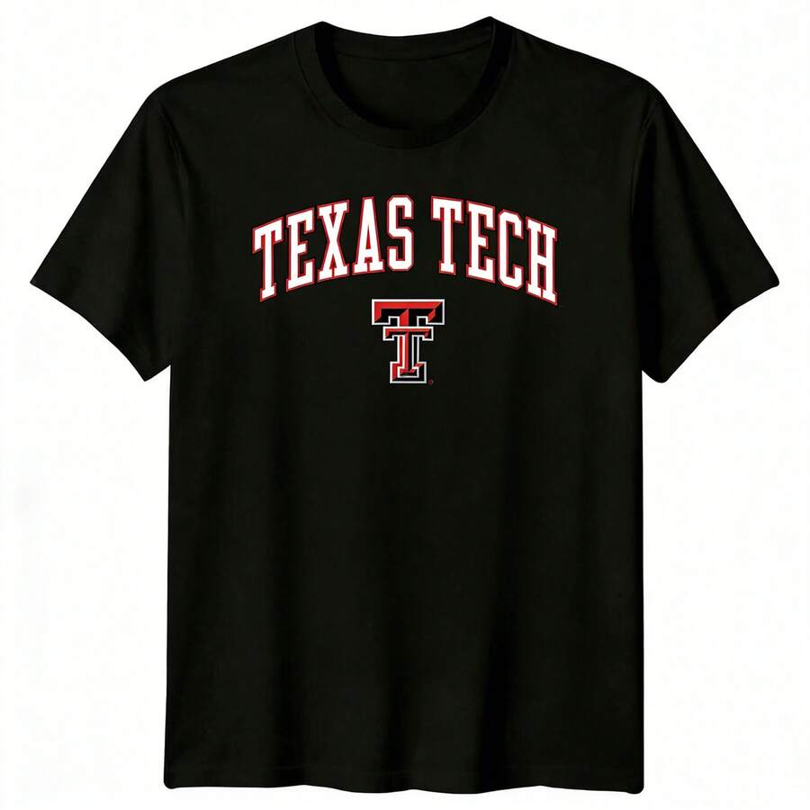 Texas Tech Red Raider Double T Logo Graphic T-Shirt NCAA RedRaider T-Shirt, CollegeBasketball Tee - Black - View 1