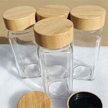 120毫升方形调料罐，胡椒粉调味瓶，红木玻璃调料容器 - 彩色 - 查看 6