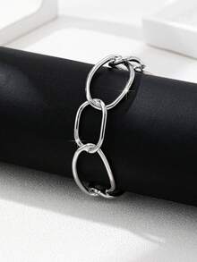 1pc Geometric Welded Copper Bracelet, Stylish And Durable, Suitable For Party And Daily Wear - Gold - View 6