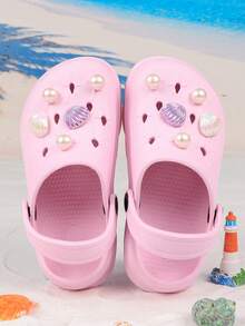 Fashionable Versatile Children's Pearl Decorated Clogs, Suitable For Outdoor Wear - Pink - View 5