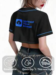 Jersey de béisbol personalizado para mujer: puede personalizarlo agregando el nombre de su equipo y el número. Diseño de moda y personalizado, adecuado para que las mujeres lo usen. - Negro - Ver 5