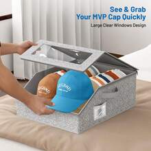 OrdoVault 1pc Sturdy Baseball Cap Storage Box, Can Hold Up To 24 Hats, Transparent Hat Organizer Box, Suitable For Closet And Bedroom, Large Hat Box With Cardboard Lining. - Multicolor - View 9