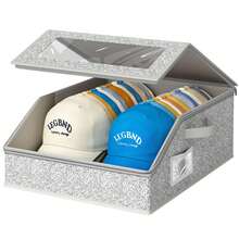 OrdoVault 1pc Sturdy Baseball Cap Storage Box, Can Hold Up To 24 Hats, Transparent Hat Organizer Box, Suitable For Closet And Bedroom, Large Hat Box With Cardboard Lining. - Multicolor - View 14