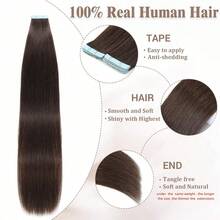 [Dark Brown 2# Human Hair Extensions,16-26 INCHS,20pcs/Pack/50g] Thick Tape In Hair Extensions Straight Remy Human Hair Invisible Tape Human Hair Extensions Suitable For Women Daily Use, Like Wedding, Make Up, Date, Christmas Gifts, Party Wigs, Daily Use, Schools, Birthday Banquets, Halloween And Other Occasions, And Theme Parties And So On - S2 - 查看 2