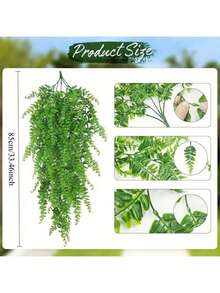 1pc/2pcs/4pcs/8pcs Hyper-Realistic Artificial Hanging Plants Set - Faux Ferns And Ivy Greenery - UV-Resistant, Low-Maintenance Plastic Decor For Patio, Porch And Indoor Spaces - Green - View 6