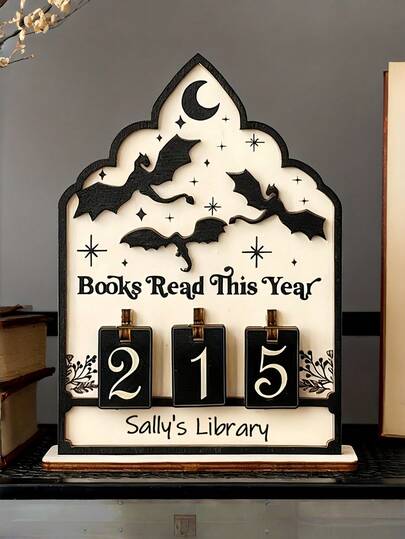 1-Piece Reading Counter Wooden Craft Pendant Whimsical Bookshelf Ornament Decorative Gift Personalised Book Reading Tracker Annual Reading Volume Counter Library Decor Bookshelf Ornament Book Tracking Badge Reader Gift Bookworm Enthusiast Gift Book Lover Christmas Present