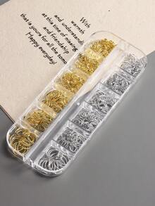 6/12pcs Grid Gold & Silver Nail Art Accessories Open Rings Connector Single Rings Metal Rings DIY Jewelry Making Materials For Bracelet, Necklace, Beading, Pendant Nail Supplies Nails Nail Charms - Multicolor - View 8