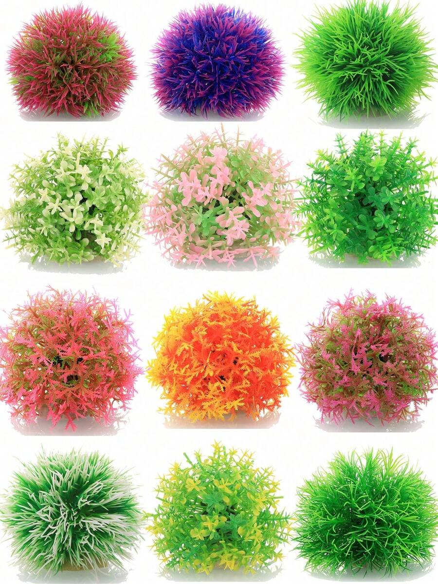 1/3pcs Aquarium Decor Grass Ball - PVC Lotus Grass Plant Cluster, For Fish Tank Landscaping - Artificial Water Plants Decor, Suitable For Aquatic Environment - Fade-Resistant Artificial Plant Decoration - A - View 1