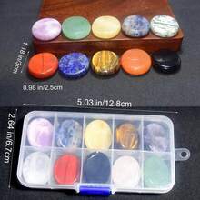 10pcs Natural Stone Energy Healing Crystal Set, Oval Thumb Stones, 10pcs Healthy Gift Box, Natural Stones May Have Asymmetrical Cracks And Small Chips - Multicolor - View 2
